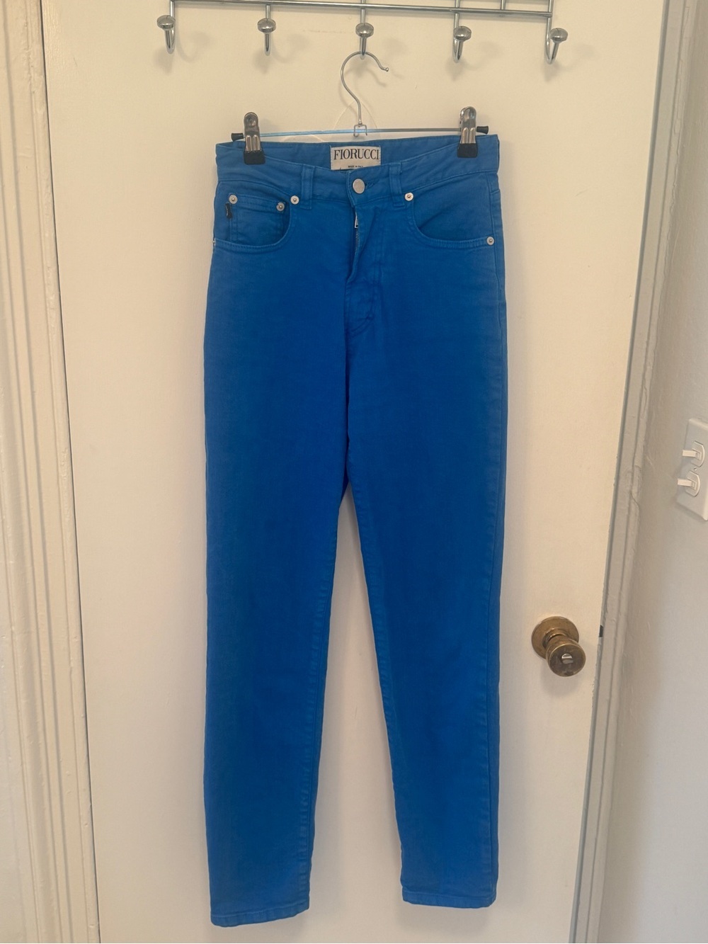 Fiorucci Made in Italy Tara Tapered Straight Leg High Rise Blue Jeans Womens 25